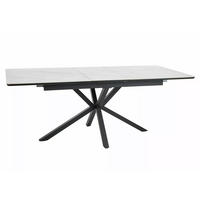 ESSTISCH Laguna Weiß Marmor / Schwarz 160-200 / 90 / 76cm - Schwarz/Weiß, Holz/Metall (90/200/76cm) - Feldmann-Wohnen