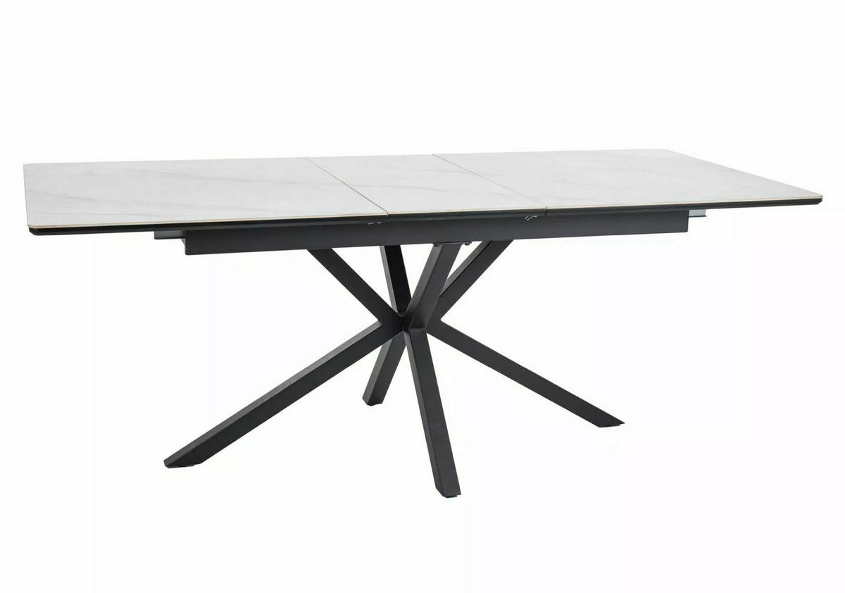 ESSTISCH Laguna Weiß Marmor / Schwarz 160-200 / 90 / 76cm - Schwarz/Weiß, Holz/Metall (90/200/76cm) - Feldmann-Wohnen