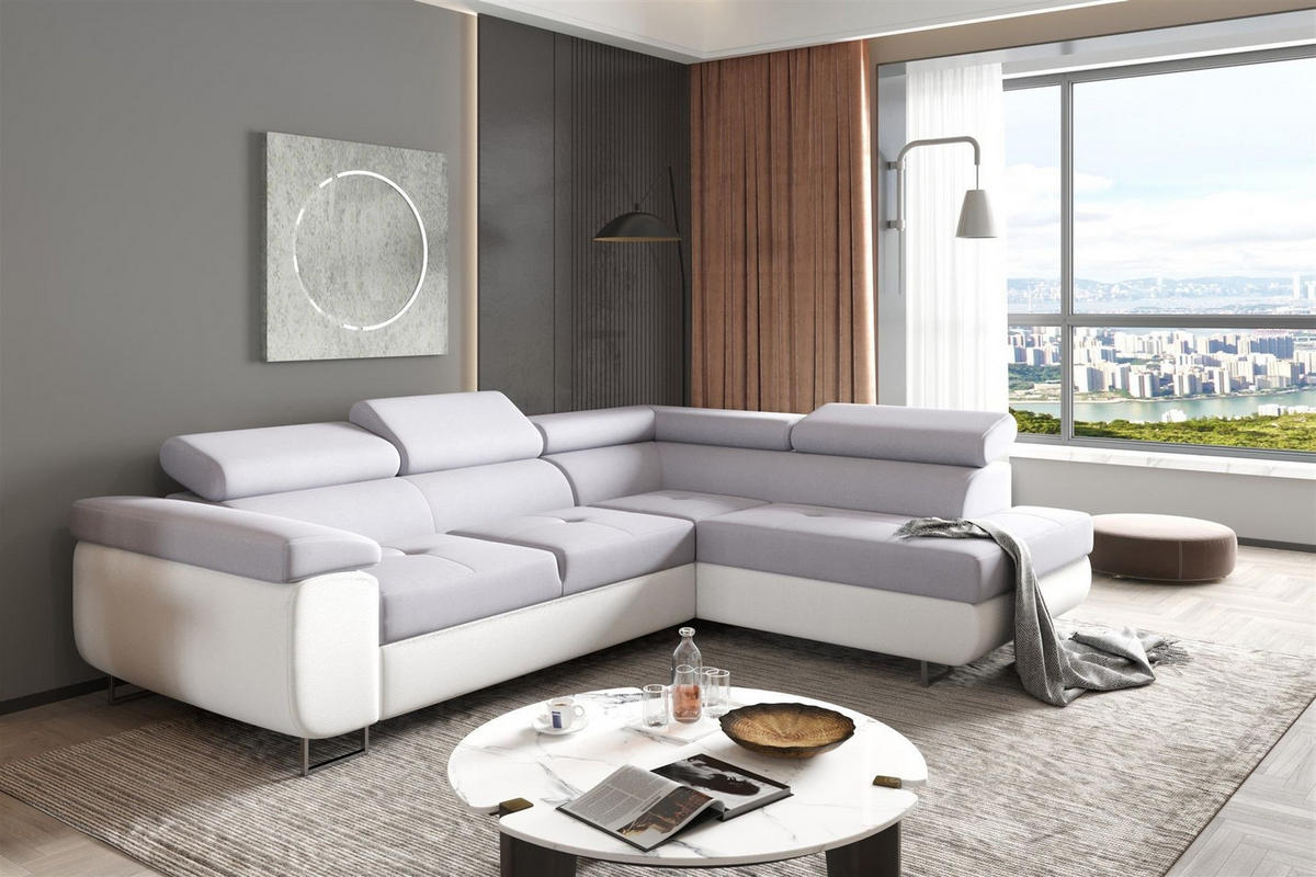ECKSOFA Jade Mit Schlaffunktion - Hellgrau, Holzwerkstoff/Textil (275/202cm) - Fun Möbel