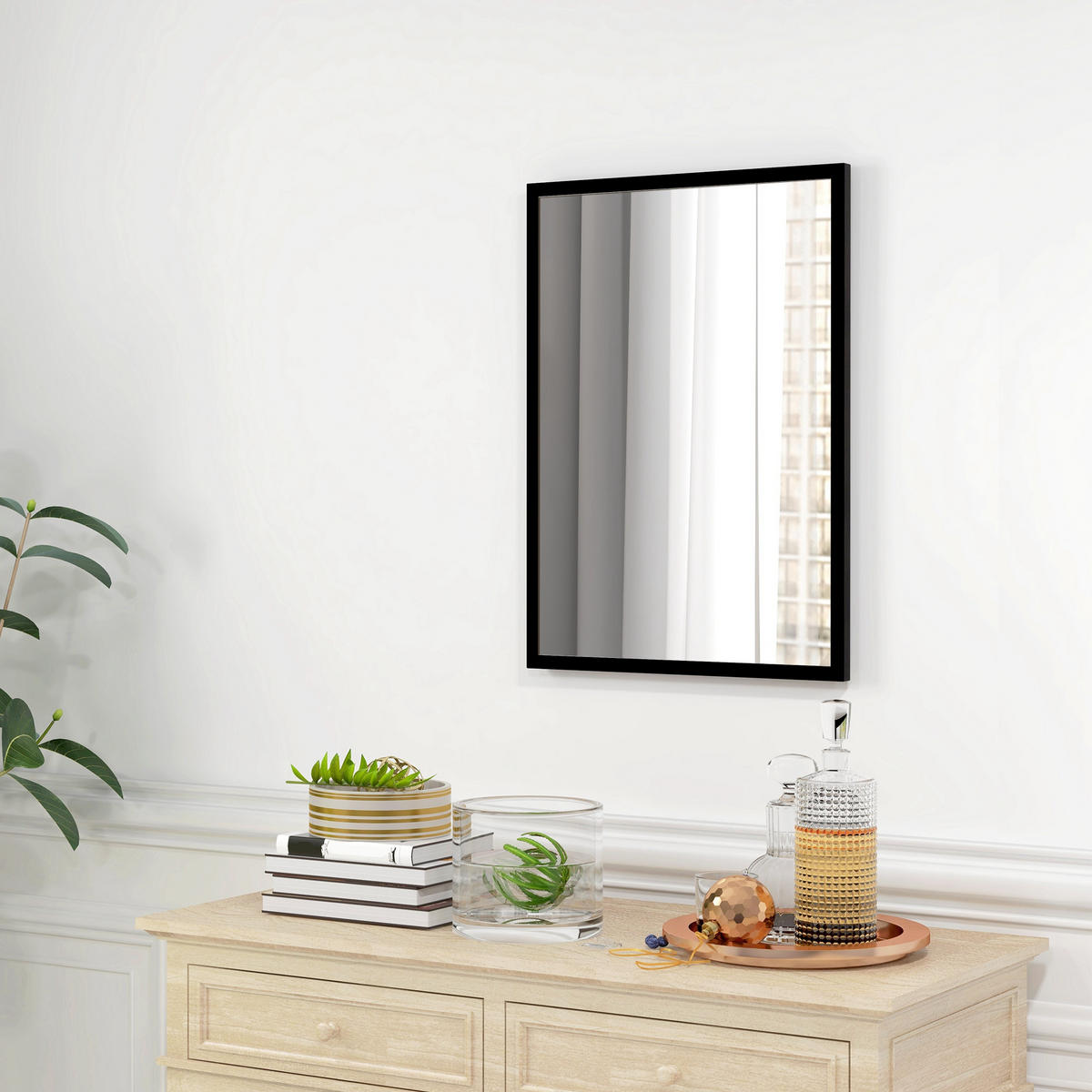 WANDSPIEGEL DE-14323 rechteckig 50x70 cm Schwarz - Schwarz, Glas (50/70/2cm) - ComfortXL