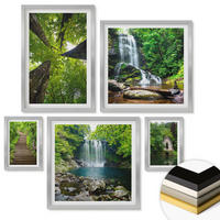 WANDBILDER 5er Set - 50x50 cm & 20x30 cm & 40x60 cm Silberner Rahmen - Denkmäler Europas in warmen Farben - Silberfarben, Kunststoff (40/60cm) - ArtPrintCave