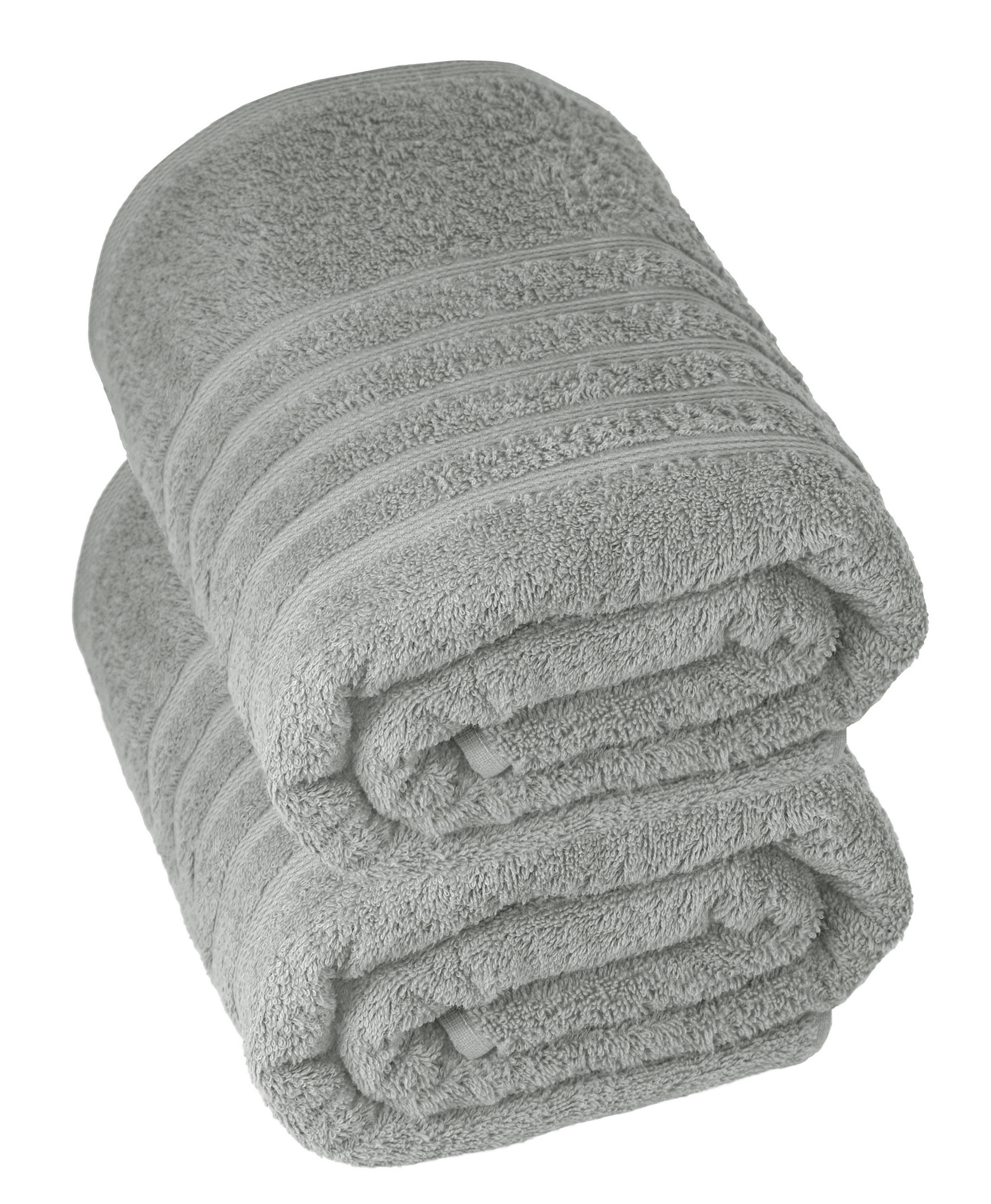 BADETUCH London Stein Grau 2er Set 100x150 - Grau, Textil (100/150cm) - Lashuma