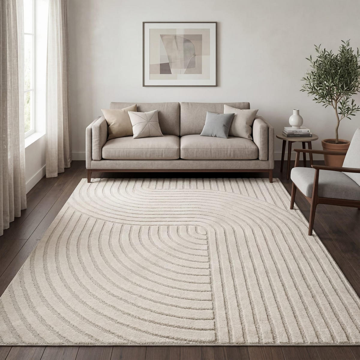 KURZFLORTEPPICH 200/280 cm Aura 701 - Creme, Kunststoff (200/280cm) - Paco Home