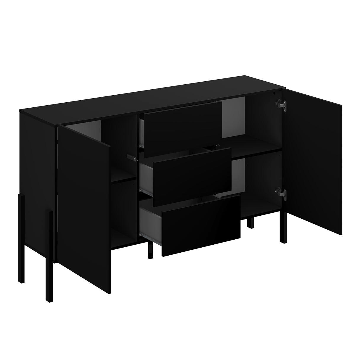 SIDEBOARD Bérénice Černá - černá, kompozitní dřevo (154/90/40cm) - Petits-meubles