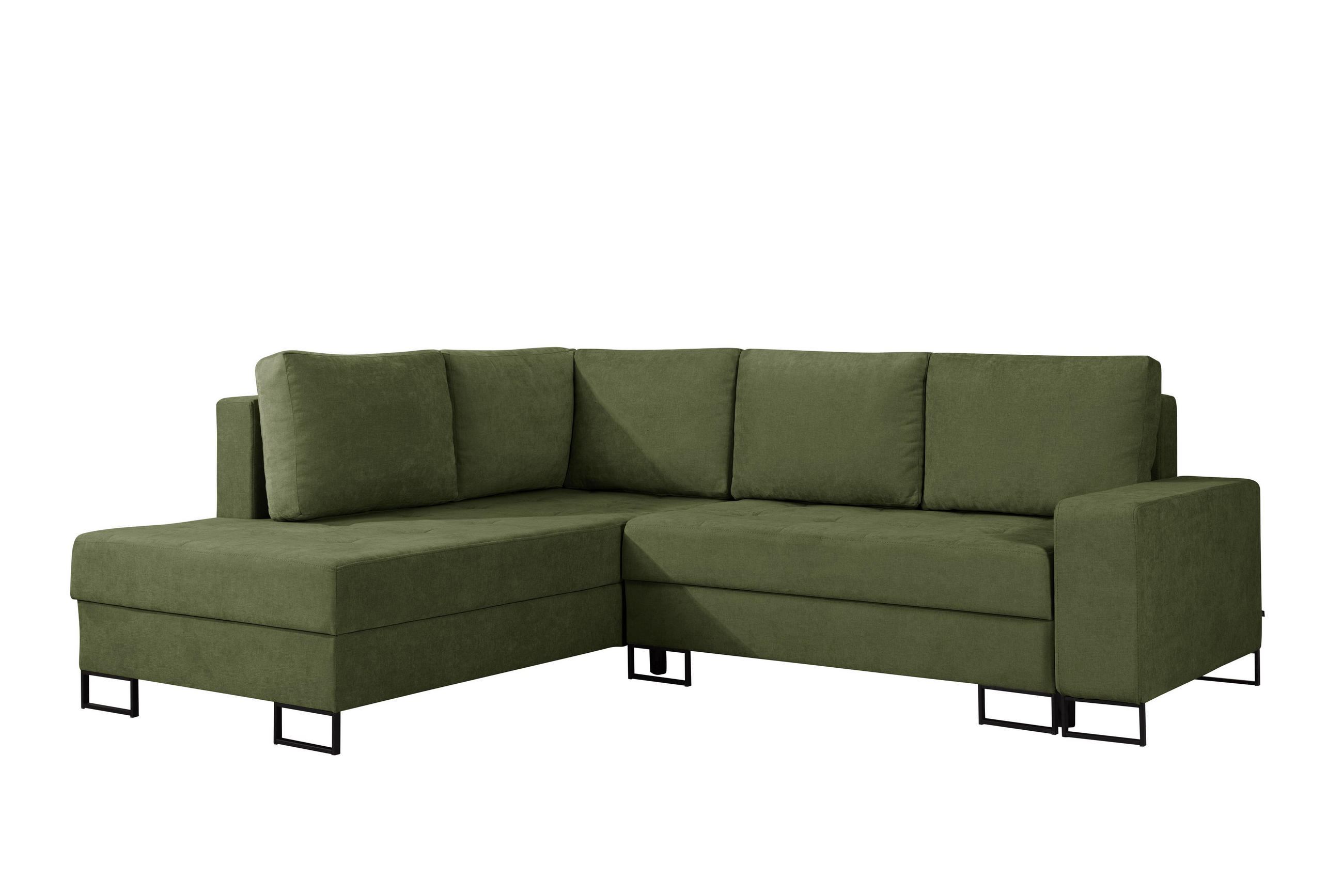 ECKSOFA mit Schlaffunktion Links Grün Chenille - 245x200 cm - Trevi - Schwarz/Grün, Holz/Holzwerkstoff (245/200cm) - Ravio