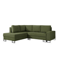 ECKSOFA mit Schlaffunktion Links Grün Chenille - 245x200 cm - Trevi - Schwarz/Grün, Holz/Holzwerkstoff (245/200cm) - Ravio