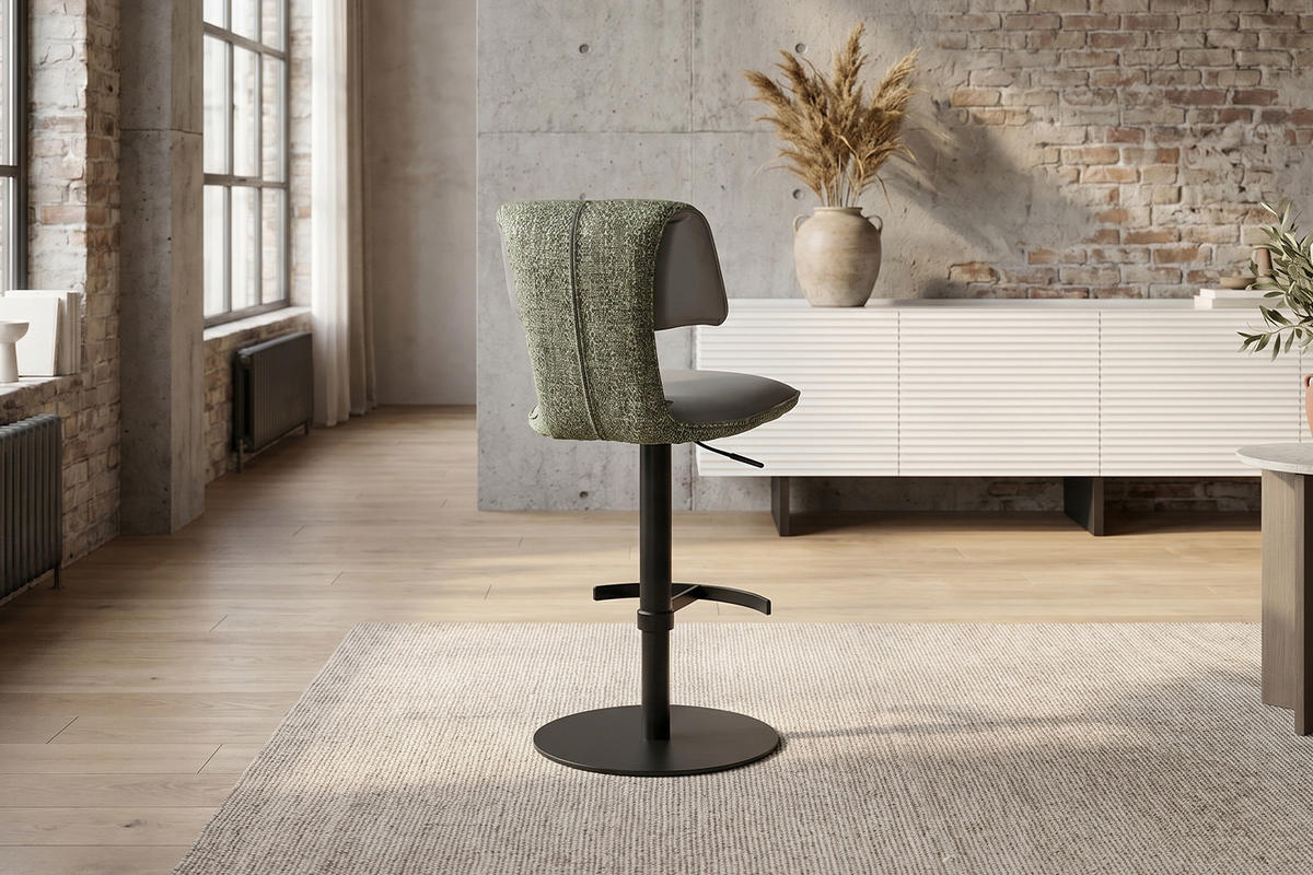 BARHOCKER LILIANA Grün Webstoff Drehbar (360°) (1er-Set) - Grün, Kunststoff/Textil (46/91/61cm) - KAWOLA