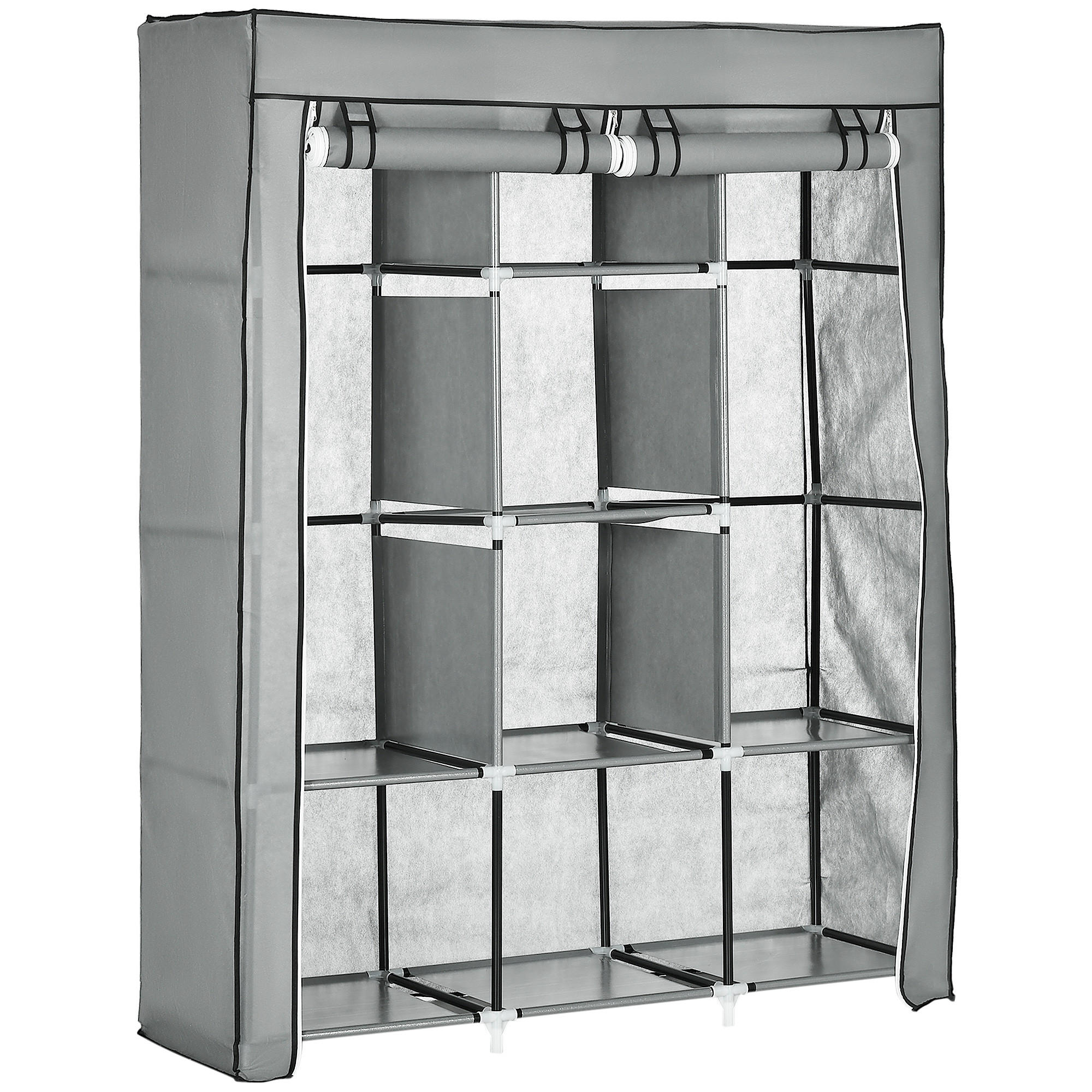 STOFFSCHRANK, Kleiderschrank, Hellgrau - Hellgrau, Metall (43/162.5/125cm) - HOMCOM