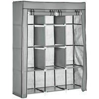 STOFFSCHRANK, Kleiderschrank, Hellgrau - Hellgrau, Metall (43/162.5/125cm) - HOMCOM