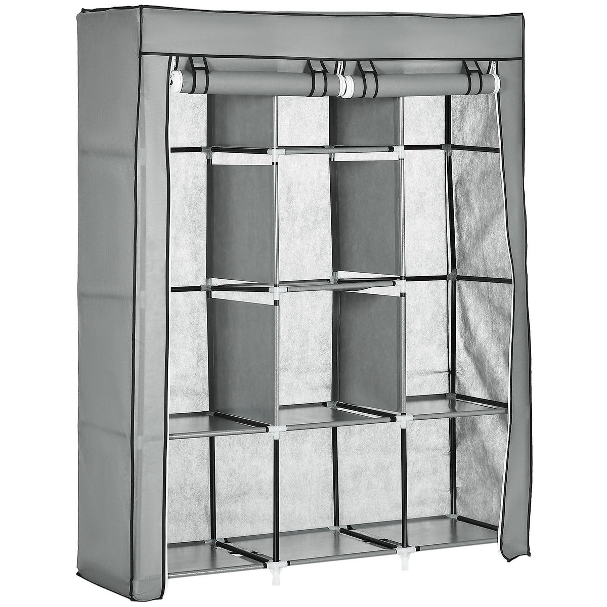 STOFFSCHRANK, Kleiderschrank, Hellgrau - Hellgrau, Metall (43/162.5/125cm) - HOMCOM
