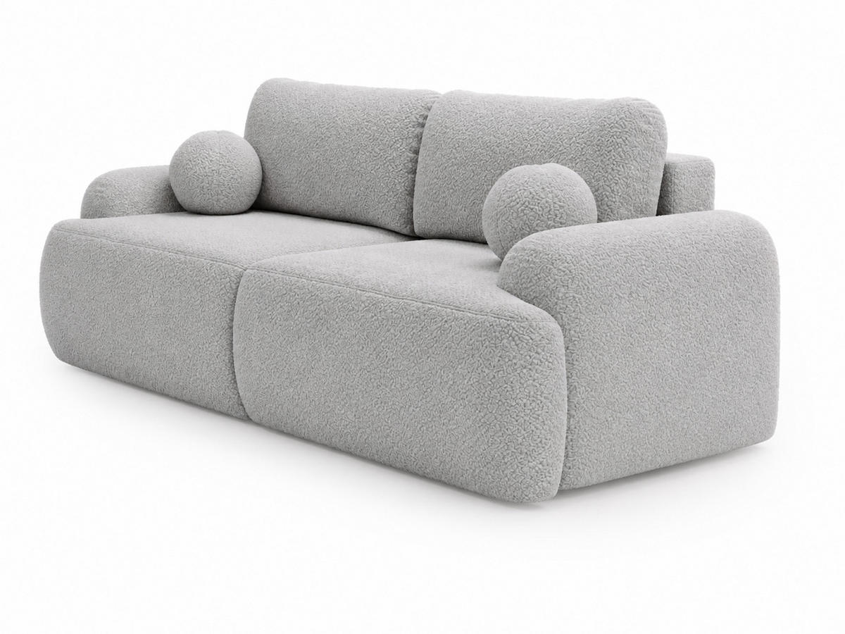 SOFA 260/106/81 Aurio Bouclé-Stoff Grau - Grau, Kunststoff/Textil (260/81/106cm) - Graingold