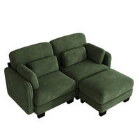 ECKSOFA 2-Sitzer L-Form mit Ottomane, DE-42686, Grün - Grün, Holz (176/143cm) - ComfortXL