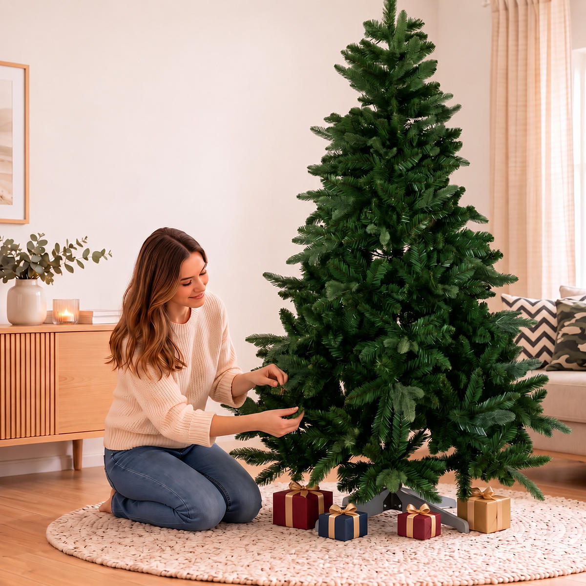WEIHNACHTSBAUM Grün künstlich Nordmanntanne 180 cm ohne Beleuchtung - Dunkelgrün, Holz/Kunststoff (180cm) - Relaxdays