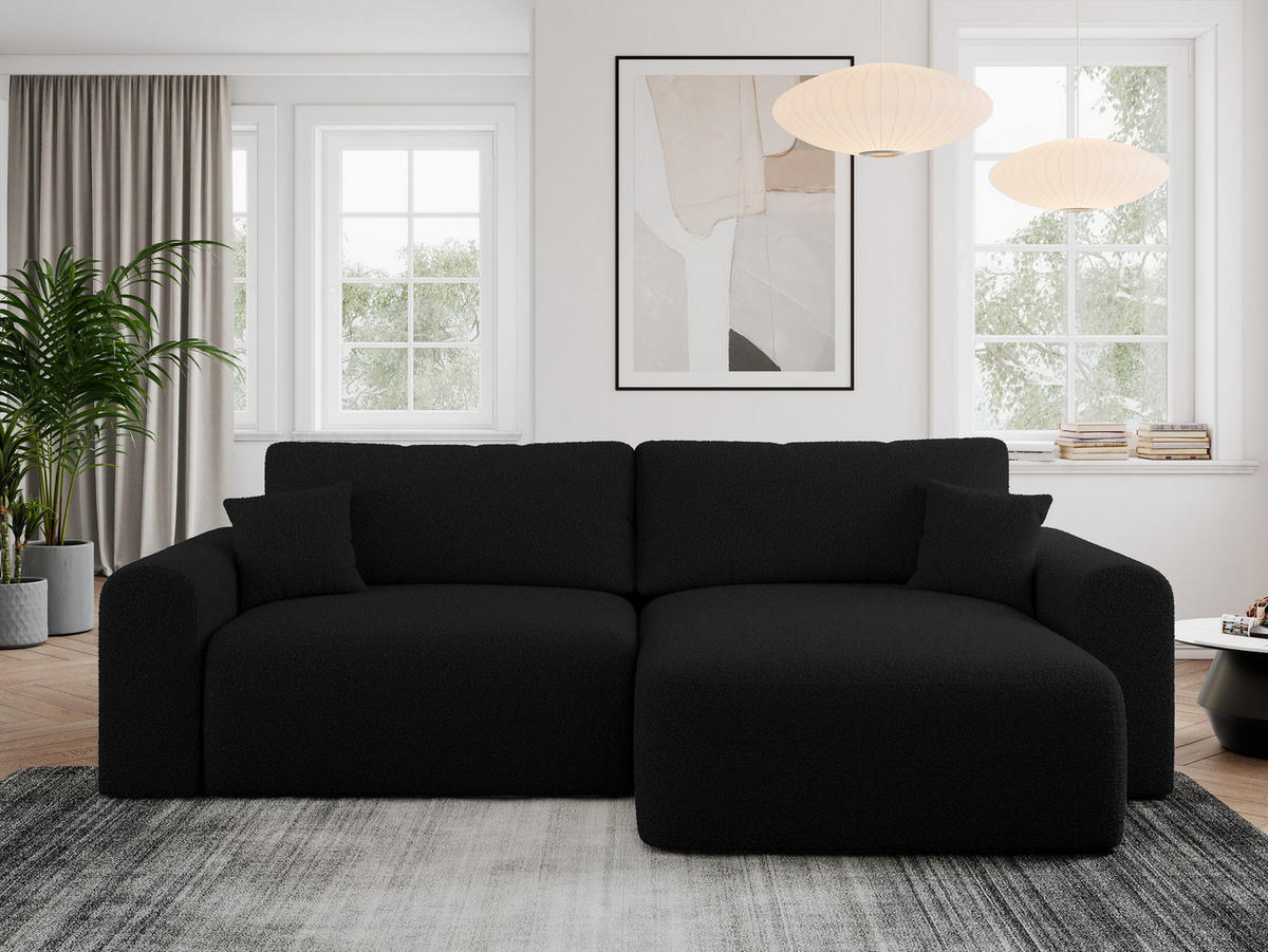 ECKSOFA NELSON Schwarz Boucle - Schwarz, Kunststoff/Textil (274/152cm) - MKS