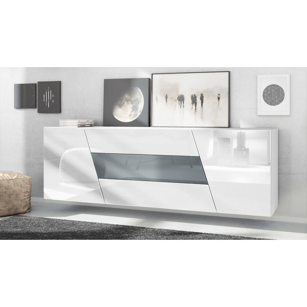 Thumbnail - Vladon Sideboard, Grau, Holzwerkstoff, 178x57.5x38.5 cm, Wohnzimmer, Kommoden & Sideboards, Sideboards