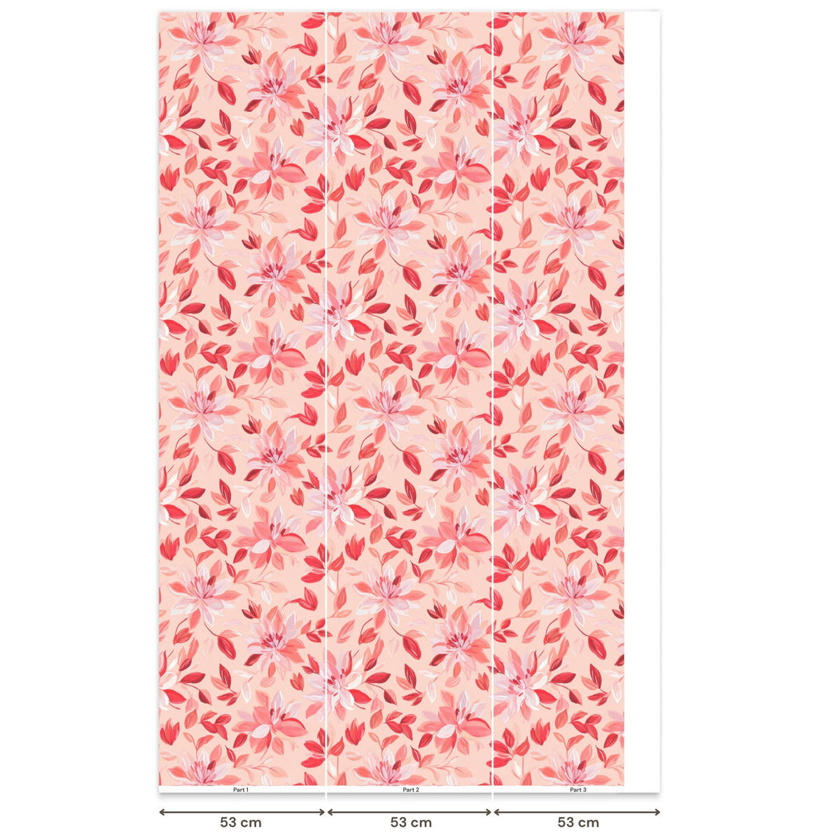 TAPETE - Botanisch - Blumen - Rot - 160x260 cm - Koralle, Papier (160/260cm) - OnlyWow