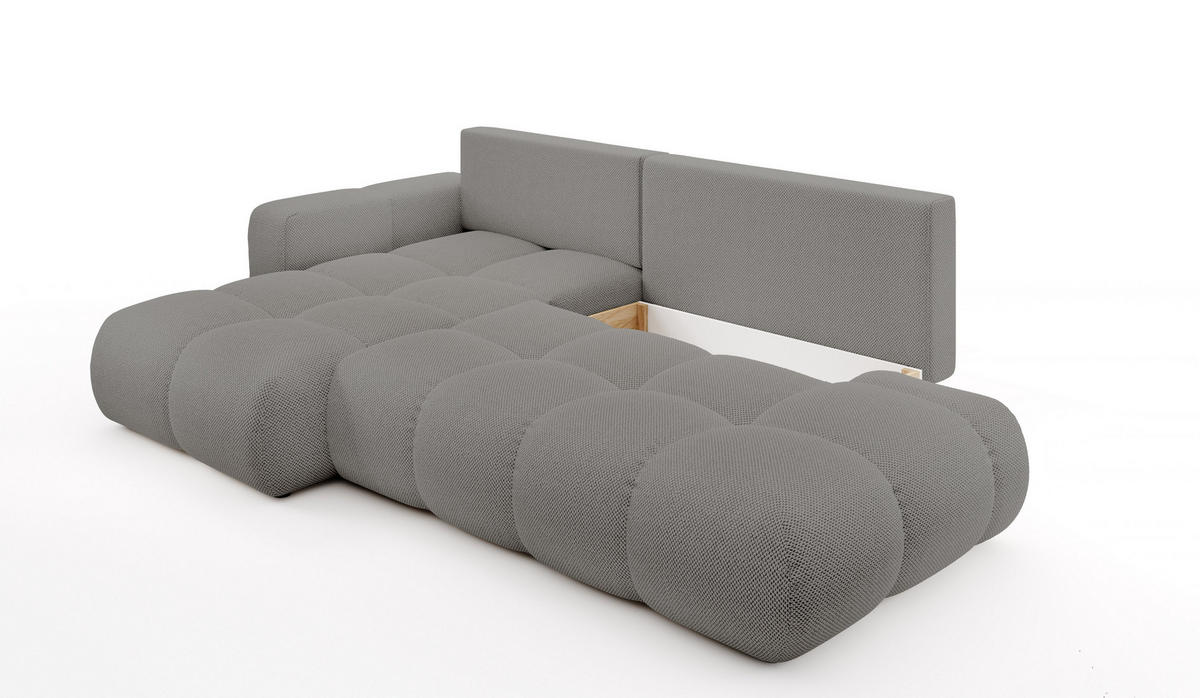 ECKSOFA DUCA L-S Grau Jersey mit Schlaffunktion - Grau, Holz (266.5/266.5cm) - MASSENO