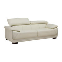 LEDERSOFA 3-Sitzer - Elfenbein - MACELO - Weiß, Leder (204/75/97cm) - Vente-Unique