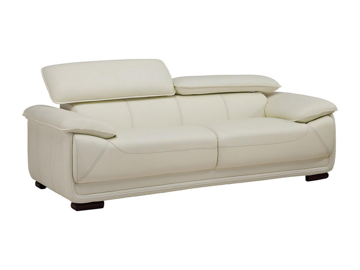 LEDERSOFA 3-Sitzer - Elfenbein - MACELO - Weiß, Leder (204/75/97cm) - Vente-Unique