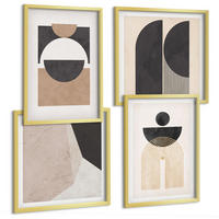 BILDER SET 4er Set - 50x50 cm & 40x60 cm Goldrahmen - Abstrakte Formen beige braun - Goldfarben, Kunststoff (50/50cm) - TULUP