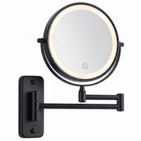KOSMETIKSPIEGEL Schwarz Wand LED 10fach - Schwarz, Glas/Metall (33/30/3.5cm) - Relaxdays