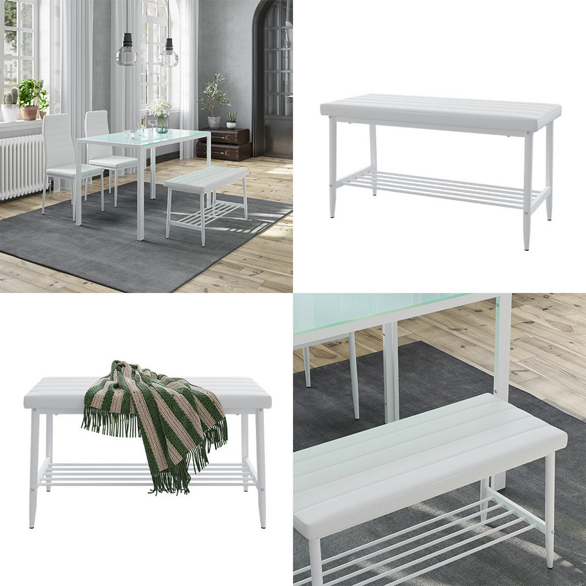 SITZBANK Grand Weiß 85 x 35 cm - Weiß, Textil (85/46.5/35cm) - Vicco