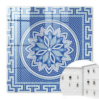 SCHLÜSSELBOX Weiß 30x30 cm – Türöffnung nach rechts - Blaues Mosaik - Blau, Metall (30/30/5cm) - TULUP