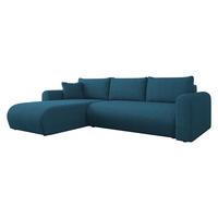 ECKSOFA Eliwo Cord - Blau/Schwarz, Holz/Textil (252/158cm) - MIRJAN24