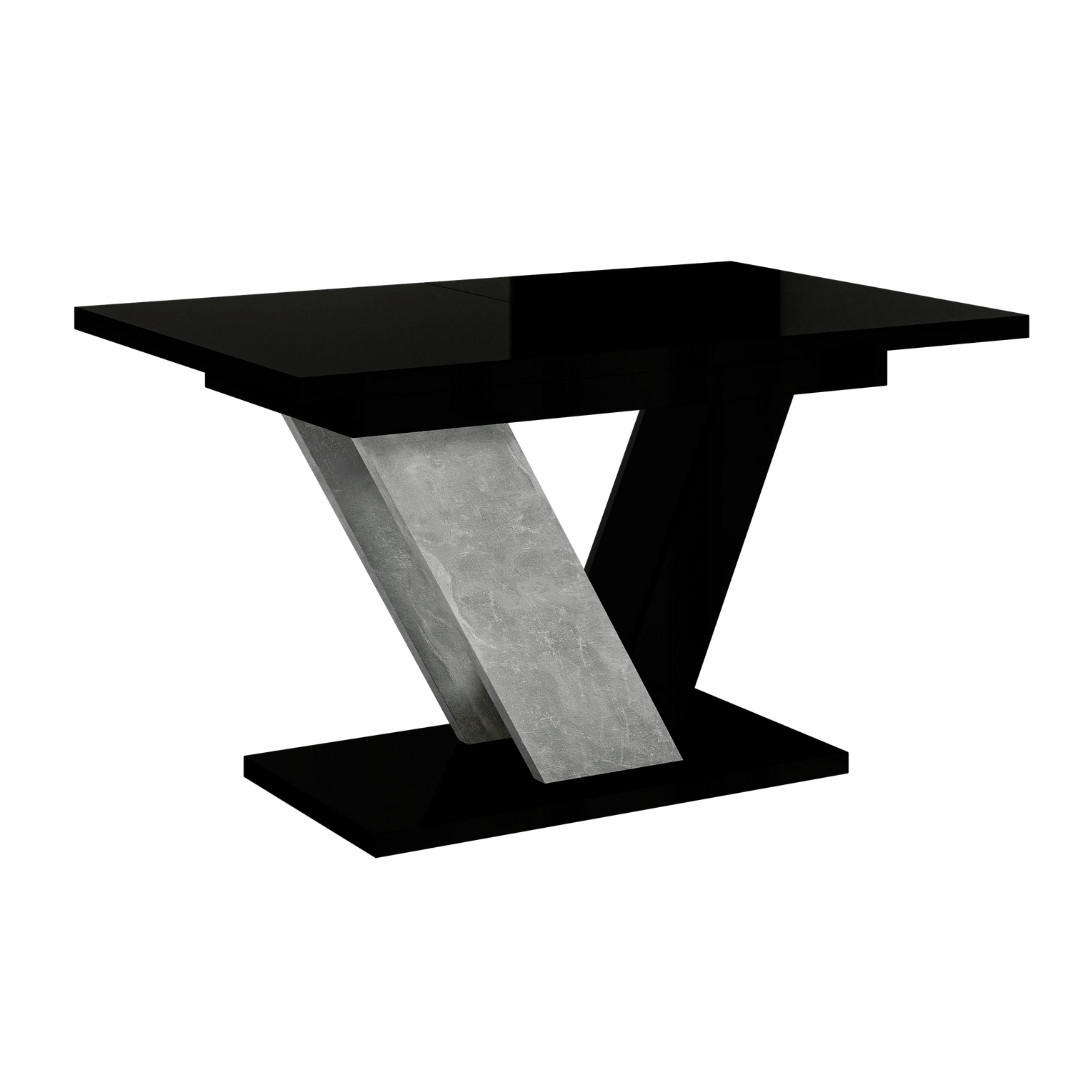 ESSTISCH Schwarz Hochglanz Ausziehbar 120 - 160 cm - Schwarz Hochglanz/Grau, Holzwerkstoff (120/80/76cm) - PROSPERO