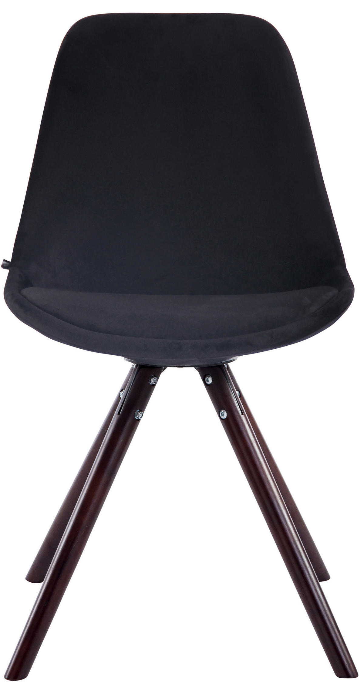 BESUCHERSTUHL Toulon Samt, Gestell Buchenholz Cappuccino rund Schwarz - Schwarz/Cappuccino, Holz/Buchenholz (48/83/56cm) - TPFLiving
