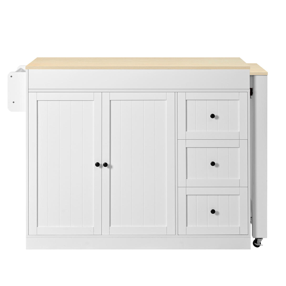 KÜCHENINSEL 112/45/93 cm weiß aus MDF mit ausziehbarer Arbeitsplatte - Weiß, Holzwerkstoff (130/93/45cm) - OKWISH