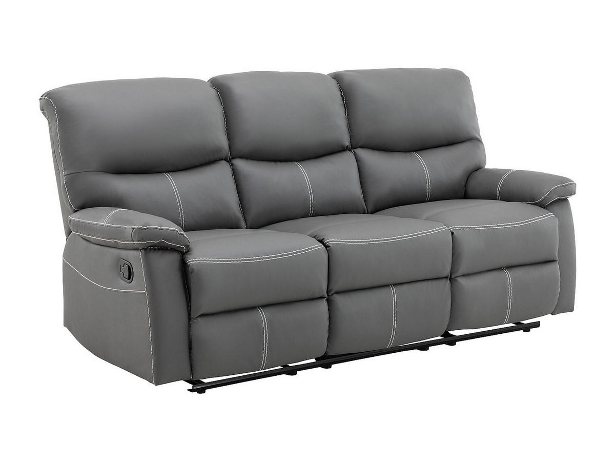 RELAXSOFA - 3 Personen - kunstleder - grau Canby - Grau, Leder (183/95/90cm) - Vente-Unique