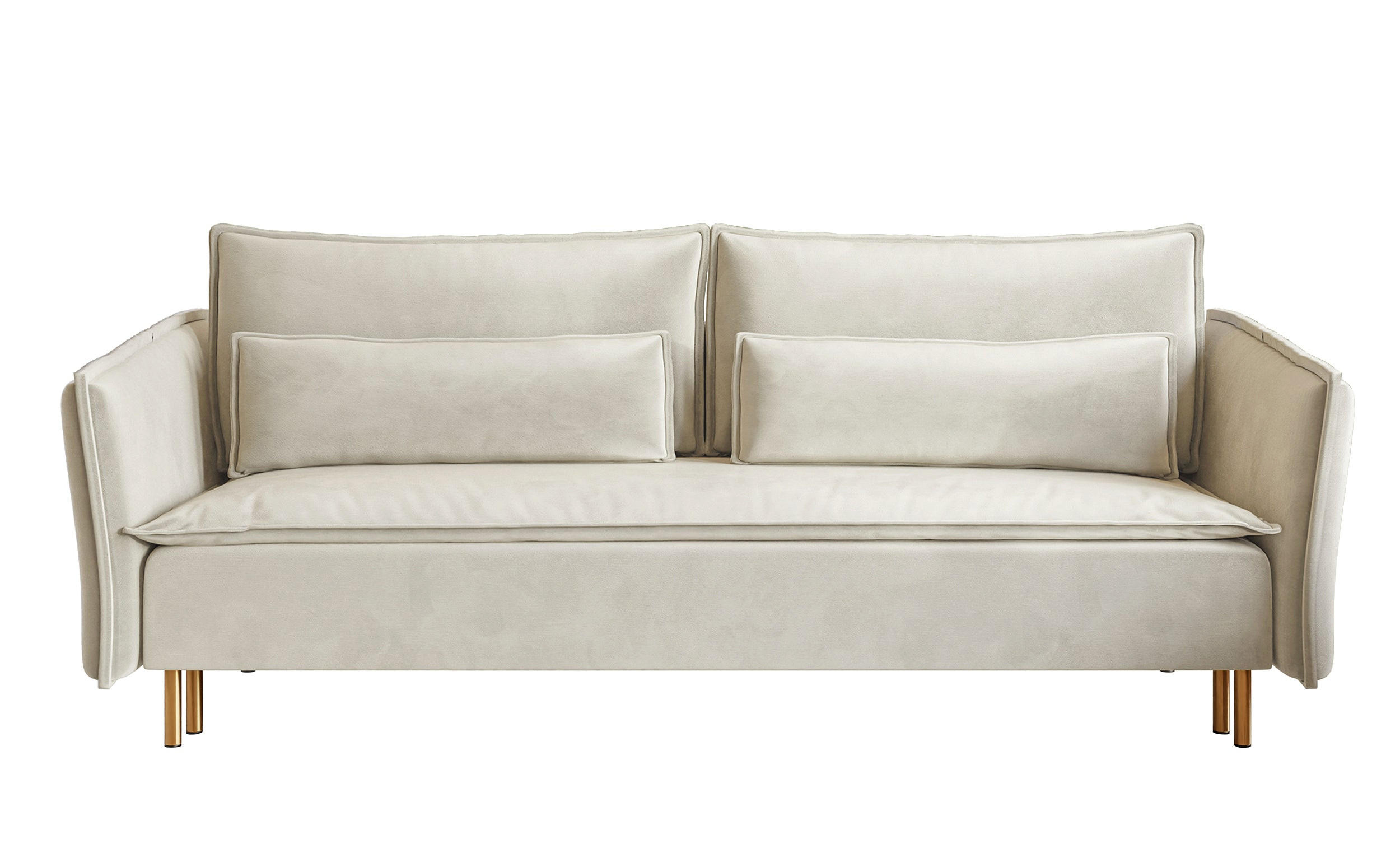 SCHLAFSOFA Ummo Graubeige Velours - Greige/Goldfarben, Textil/Metall (230/88/90cm) - Selsey