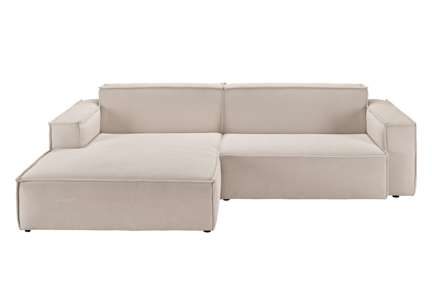 ECKSOFA SAMU Beige Cord - Beige/Schwarz, Textil (276/168cm) - KAWOLA