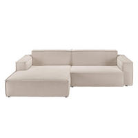 ECKSOFA SAMU Beige Cord - Beige/Schwarz, Textil (276/168cm) - KAWOLA