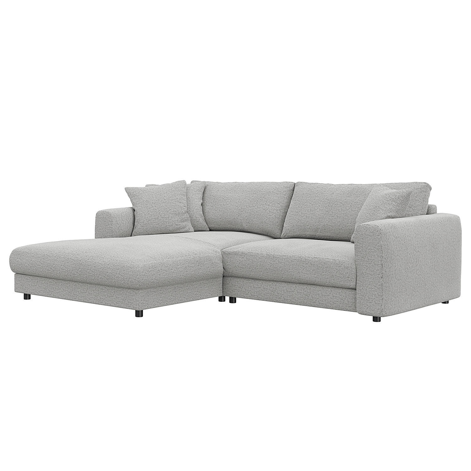 ECKSOFA mit Longchair - Hellgrau/Schwarz, Holz/Kunststoff (238/183cm) - home24