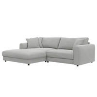 ECKSOFA mit Longchair - Hellgrau/Schwarz, Holz/Kunststoff (238/183cm) - home24