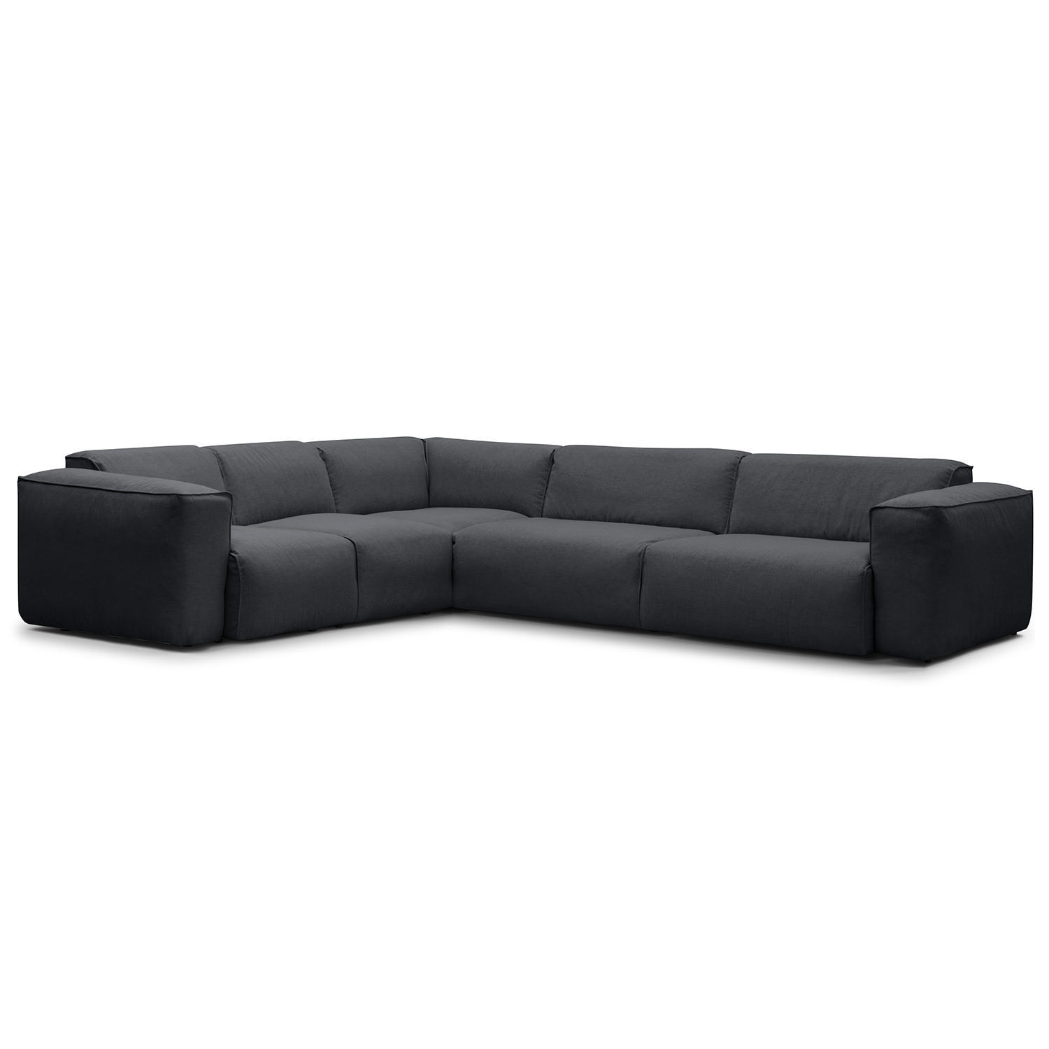 ECKSOFA mit Rundecke - Schwarz/Grau, Kunststoff/Textil (325/260cm) - home24