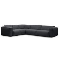 ECKSOFA mit Rundecke - Schwarz/Grau, Kunststoff/Textil (325/260cm) - home24