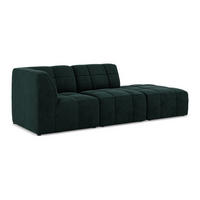 ECKSOFA Rechts Samt Stoff Grün - Salbeigrün/Schwarz, Holzwerkstoff/Kunststoff (240/90cm) - Makamii