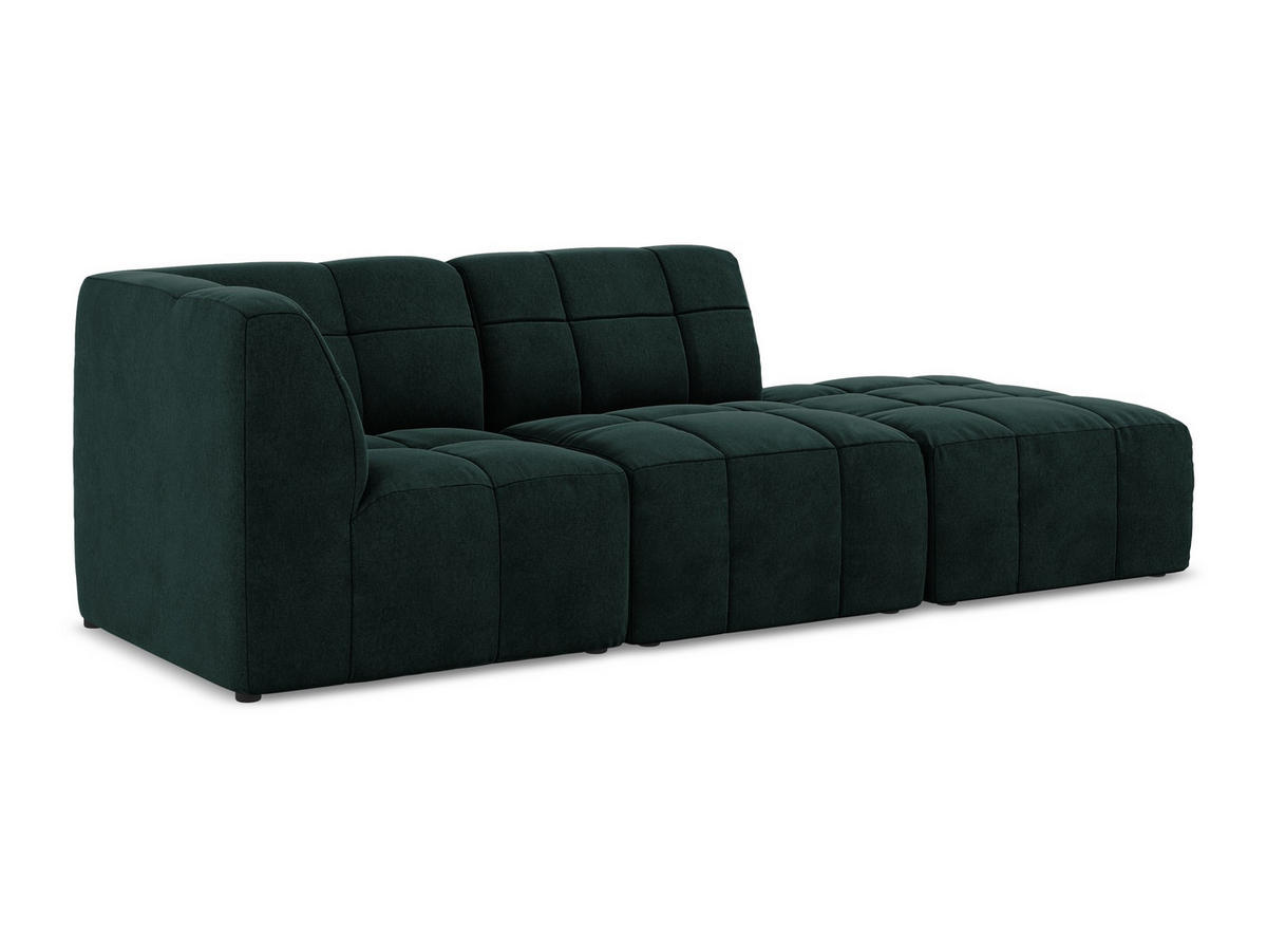 ECKSOFA Rechts Samt Stoff Grün - Salbeigrün/Schwarz, Holzwerkstoff/Kunststoff (240/90cm) - Makamii