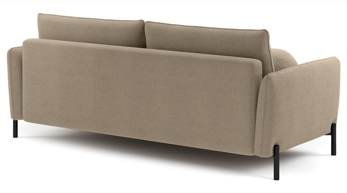 SOFA Veruco Beige mit Schlaffunktion - Beige/Schwarz, Textil/Metall (234/90/100cm) - Selsey