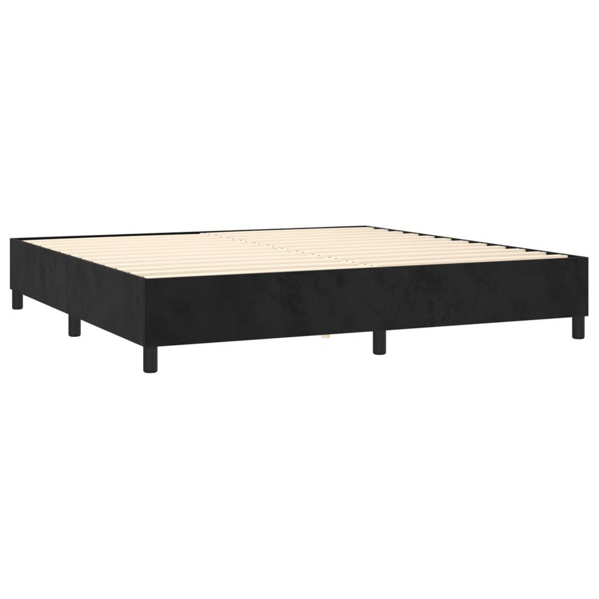 BOXBETT Mit Matratze Schwarz 200/200 Cm Samt - Schwarz, Textil (200/200cm) - vidaXL