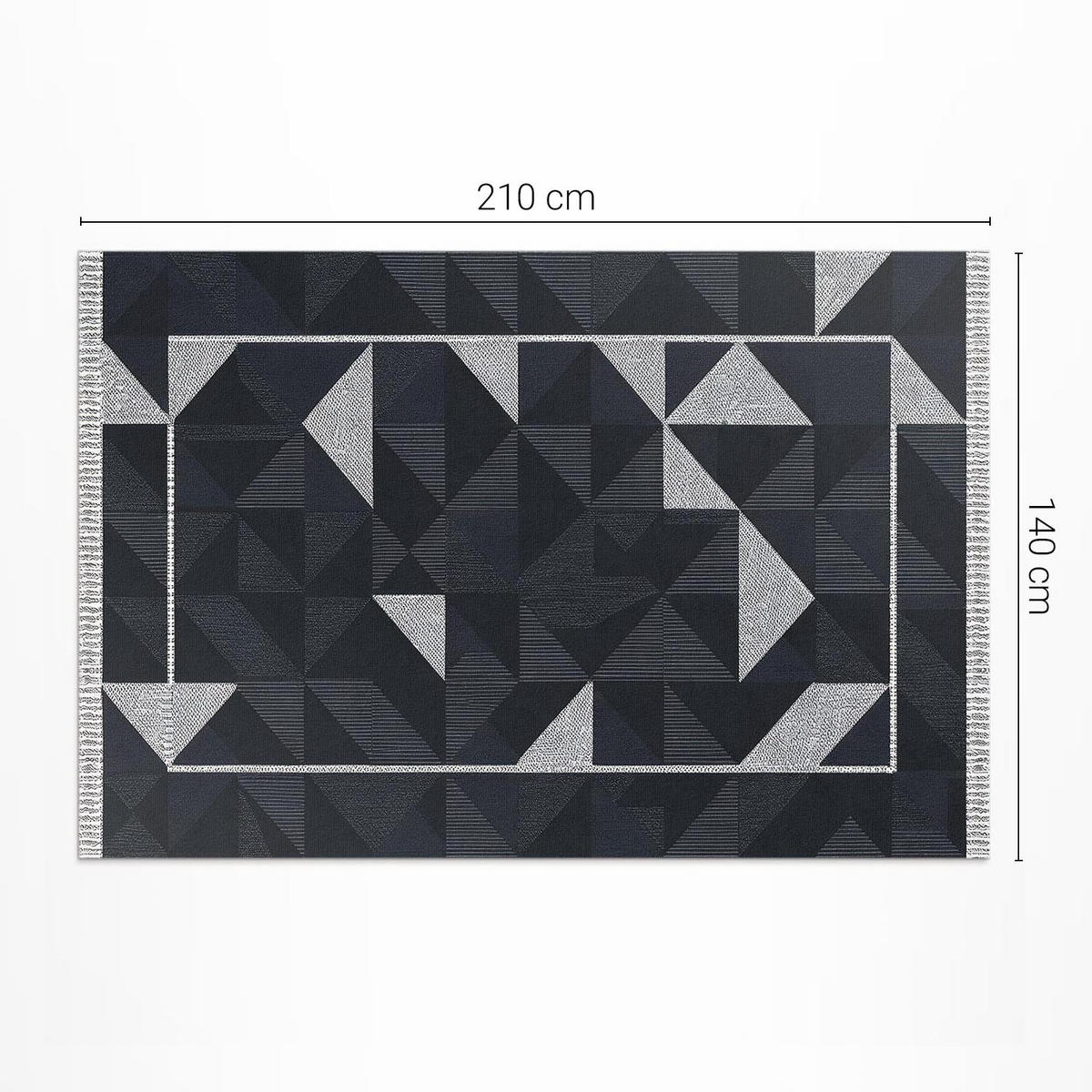 TEPPICH 140x210 cm Mosaik aus Geometrischen Formen Vintage Muster - Anthrazit, Kunststoff (140/210cm) - Wallfluent