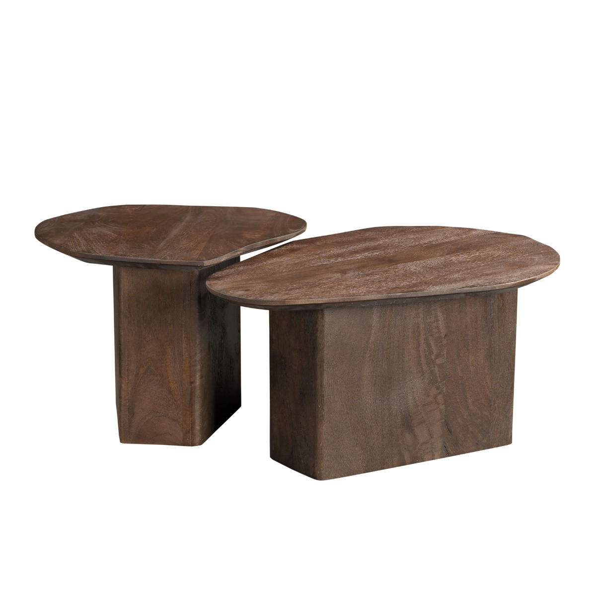 BEISTELLTISCH organisch 2er Set aus Mangoholz 70x60x35cm, braun - Braun, Holz (70/60/35cm) - Giga Meubel