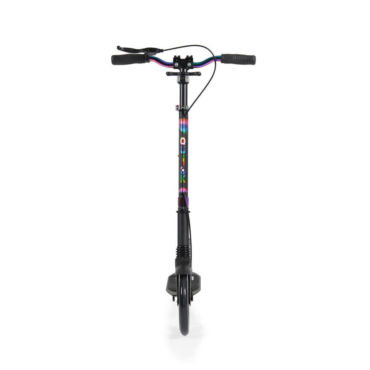 KINDERROLLER Quick klappbar schwarz Handbremse, Seitenständer, LED-Scheinwerfer - Schwarz, Metall (98/51/105cm)