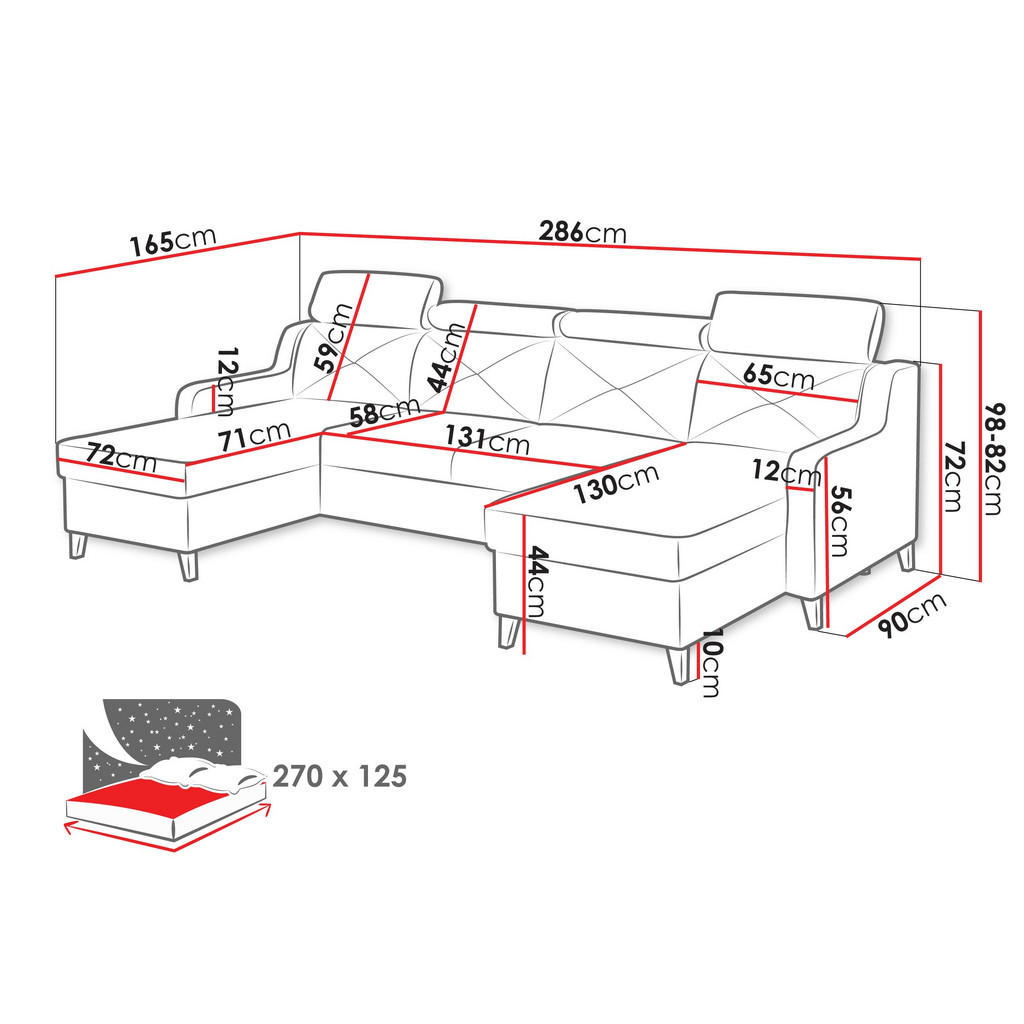 Thumbnail - Mirjan24 Ecksofa, Natur, Textil, 6-Sitzer, 286x82x165 cm, Wohnzimmer, Sofas & Couches, Wohnlandschaften, Wohnlandschafte...