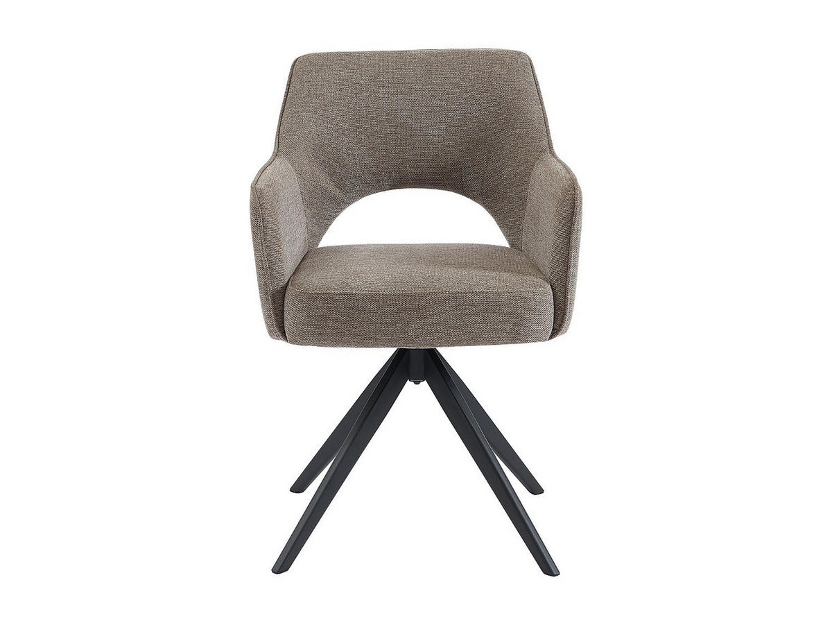 BÜROSTUHL Drehstuhl mit Armlehnen - Stoff & Metall - Taupe - KONYA - Braun, Textil (58/84/59cm) - Vente-Unique