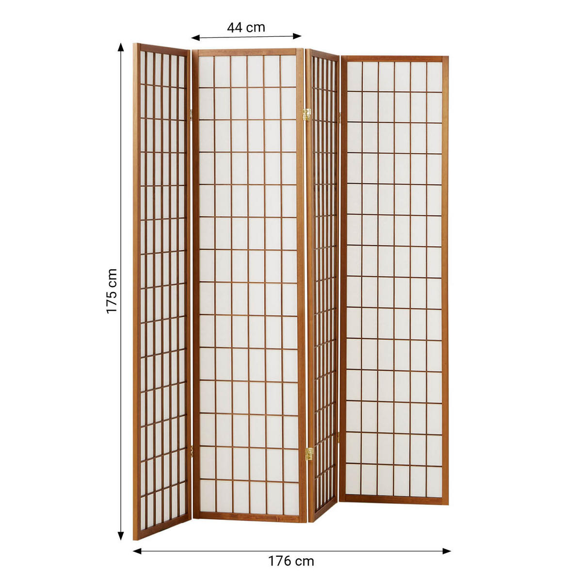PARAVENT 4-tlg. 176/175 cm Braun Shoji - Braun, Holz (176/175/2cm) - Homestyle4u