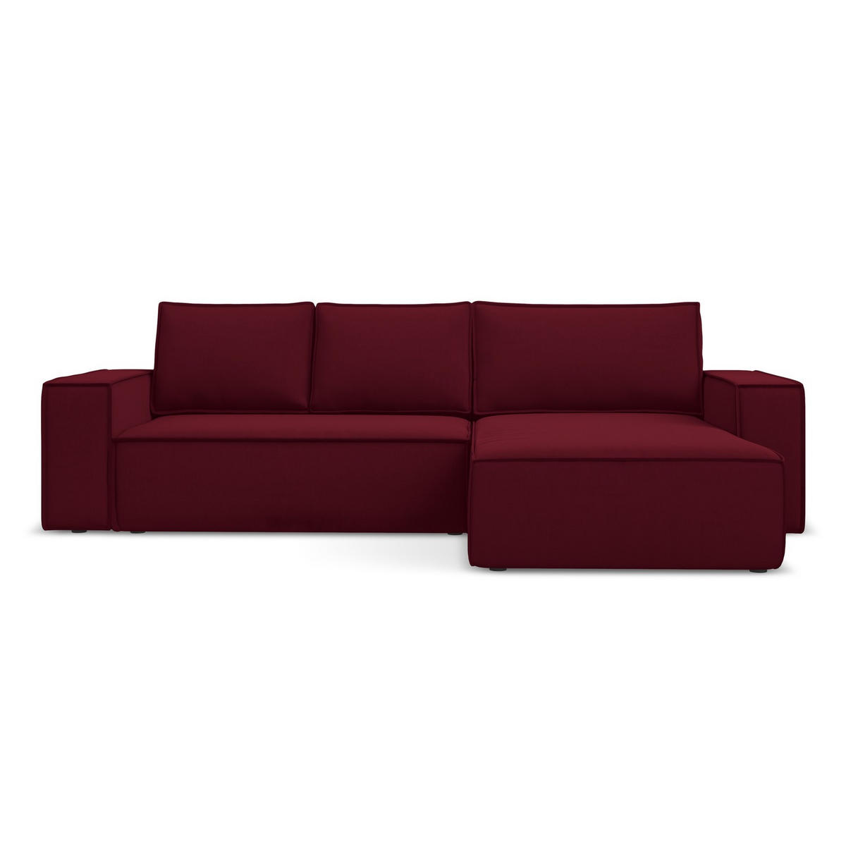 ECKSOFA mit Schlaffunktion Samt Stoff Rot - Bordeaux/Rot, Kunststoff/Textil (290/185cm) - LaMiaSofa
